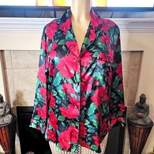 Vintage Victoria's Secret Gold Label Satin Floral Nightgown Shirt. Size SMALL